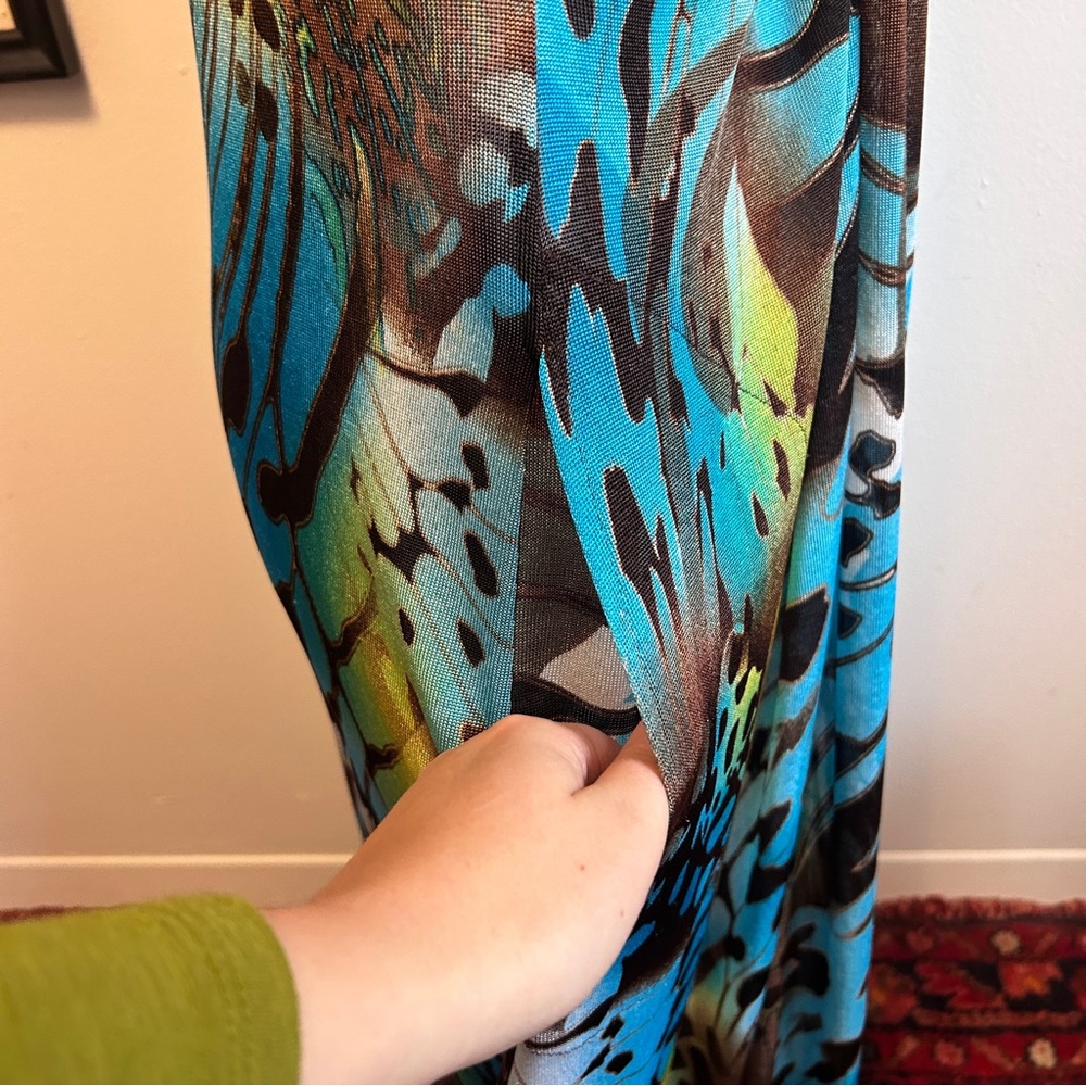 Boho Butterfly Wing Vintage 90s Y2K Glam Fairycore Artsy Twist Front Maxi Dress - Picture 6 of 15